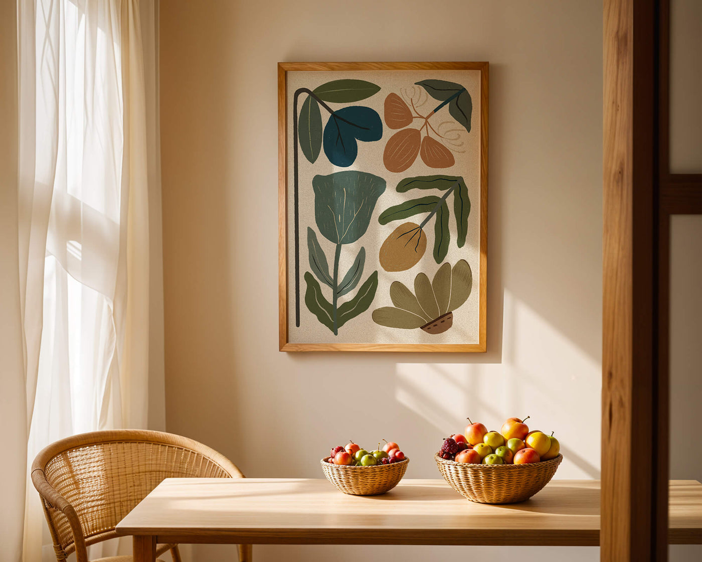Botanical illustration with earthy and muted colors