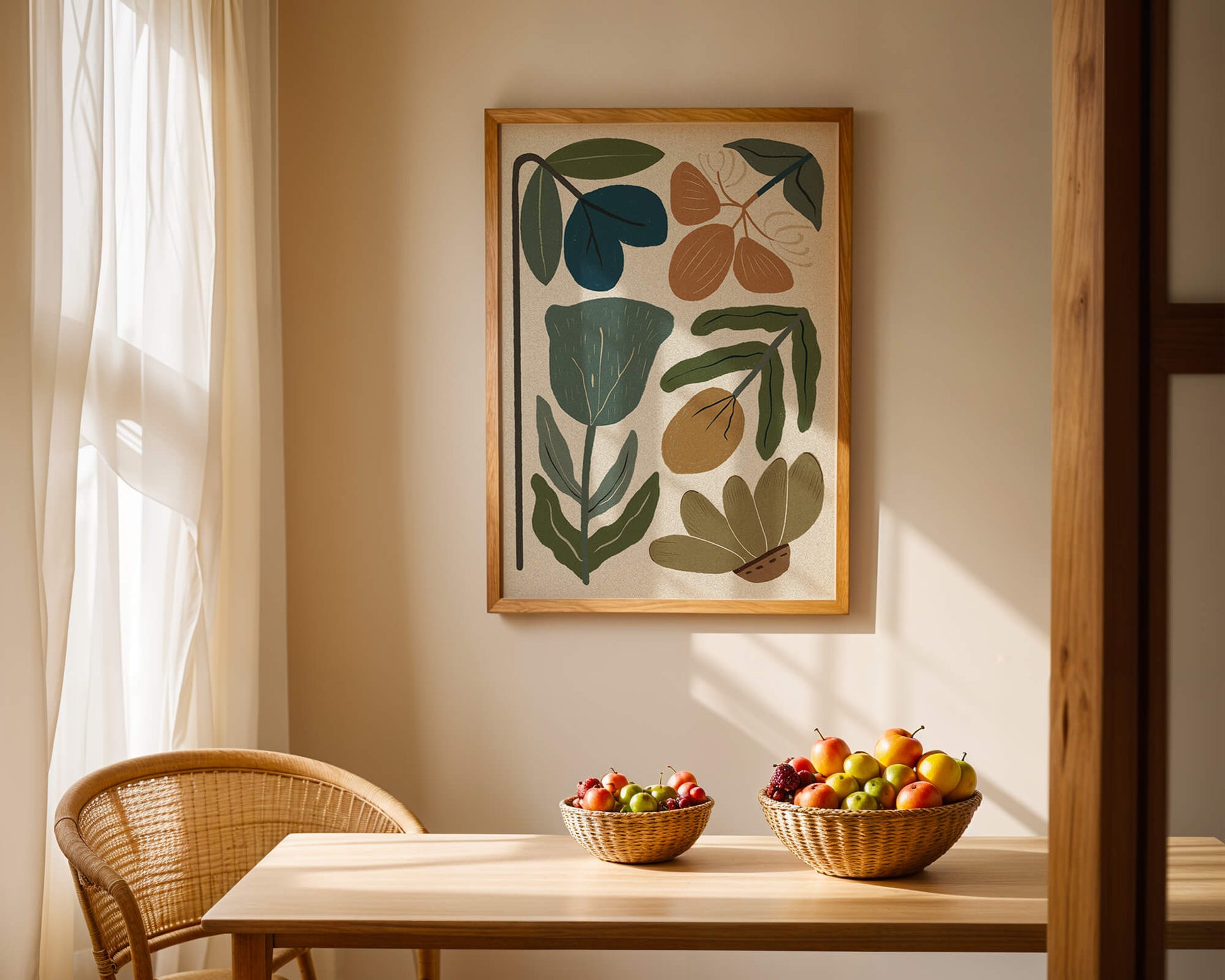 Botanical illustration with earthy and muted colors