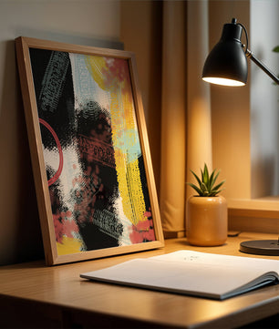Abstract brush stroke art with vibrant colors on textured background