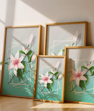 Elegant floral design with pink lilies and modern accents
