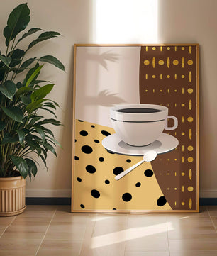 Contemporary Coffee Art with Geometric Patterns and Gold Accents - Mi tienda