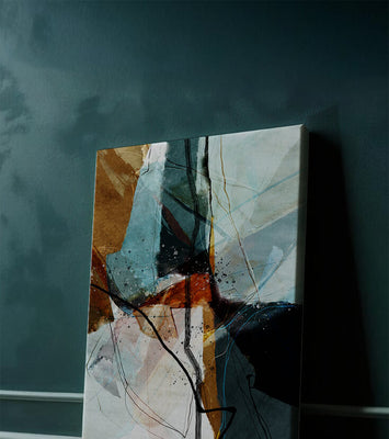 Abstract watercolor artwork with dynamic lines and colors