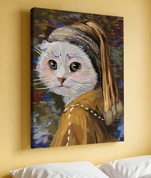 Retrato caprichoso de un gato en estilo clásico con pinceladas detalladas