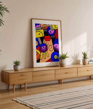 Abstract Geometric Pop Art with Bright Colors and Shapes - Mi tienda