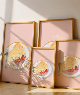 Plate with Cheese and Tomatoes on Pink Background