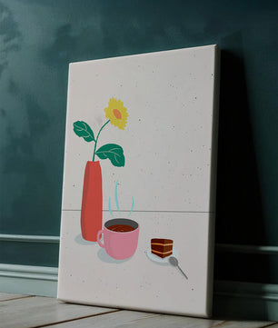 Cozy Breakfast with Coffee, Cake, and Sunflower in Vase - Mi tienda