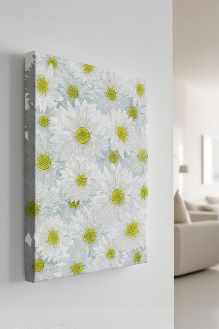 White Daisies Pattern with Yellow Centers