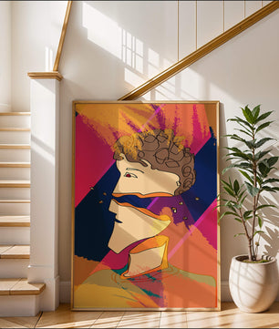 Colorful Abstract Portrait with Geometric and Golden Elements - Mi tienda