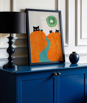 Playful Cats and Smiling Kiwi in Vibrant Hills