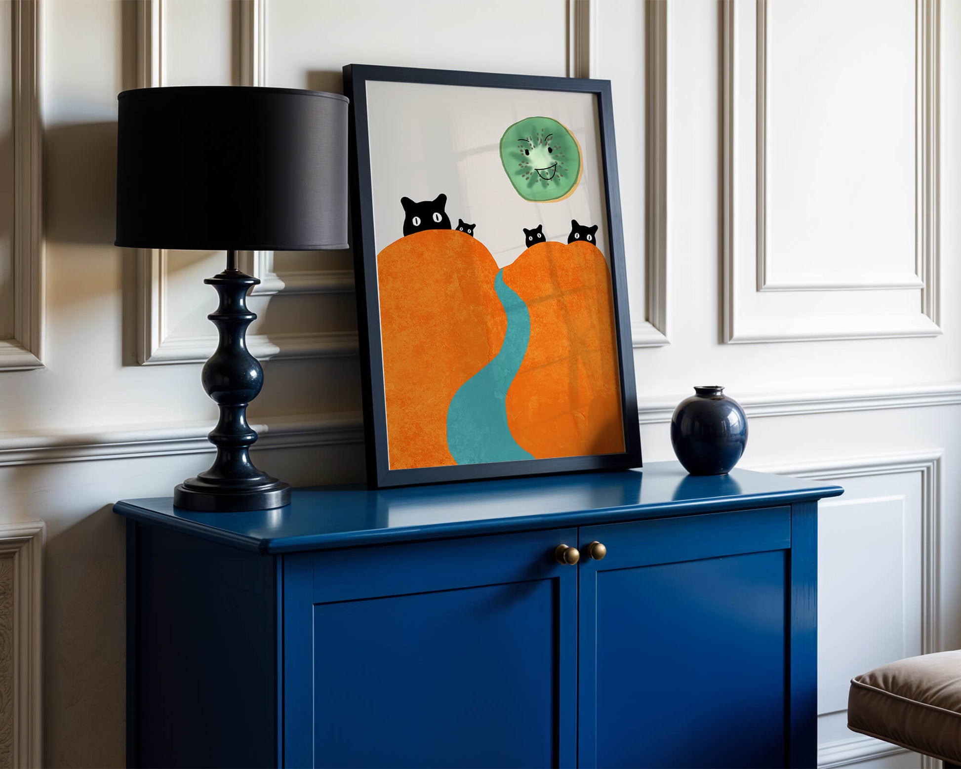 Playful Cats and Smiling Kiwi in Vibrant Hills