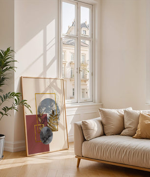 Abstract Composition with Gold Accents and Geometric Shapes - Mi tienda