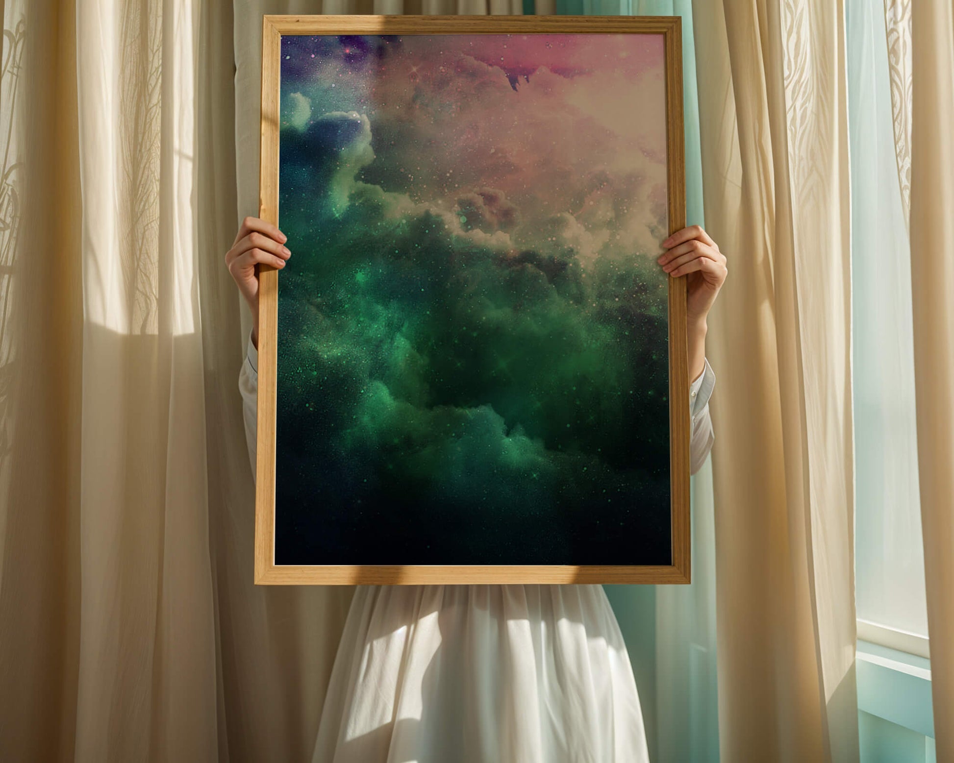 Mystical Cosmic Clouds Illuminated by Colorful Nebula