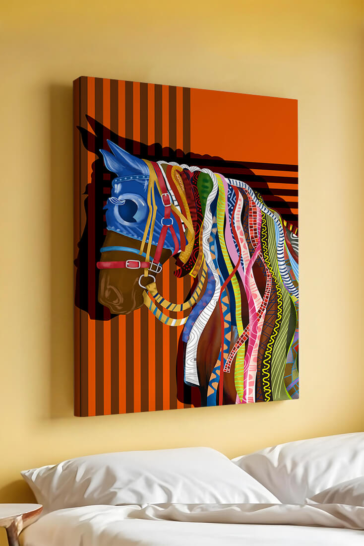 Colorful abstract horse art with intricate patterns