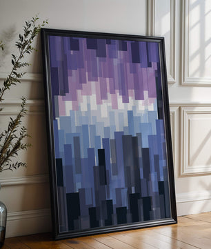 Abstrakter pixeliger Farbverlauf mit Blau- und Lilatönen