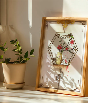 Design floral élégant avec vase et accents dorés
