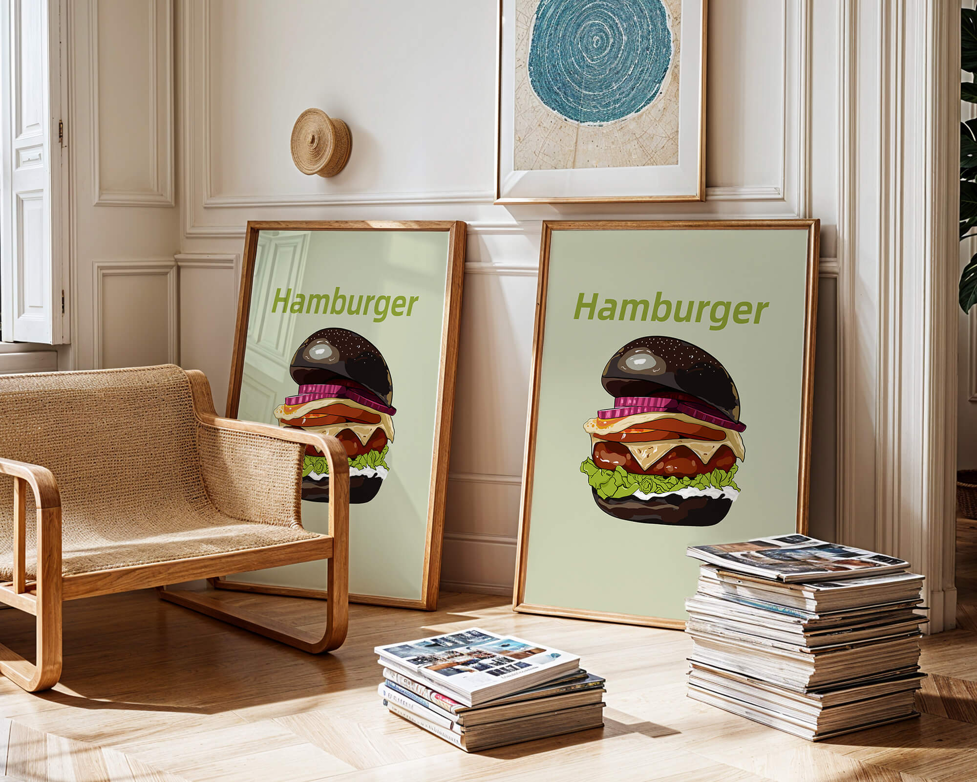 Delicious hamburger illustration with vibrant ingredients