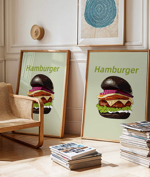 Delicious hamburger illustration with vibrant ingredients