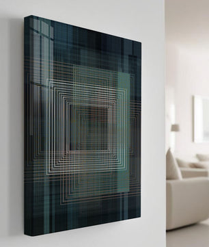 Art abstrait géométrique avec des carrés linéaires superposés