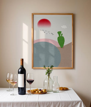 Abstract Landscape with Sun and Cactus - Mi tienda
