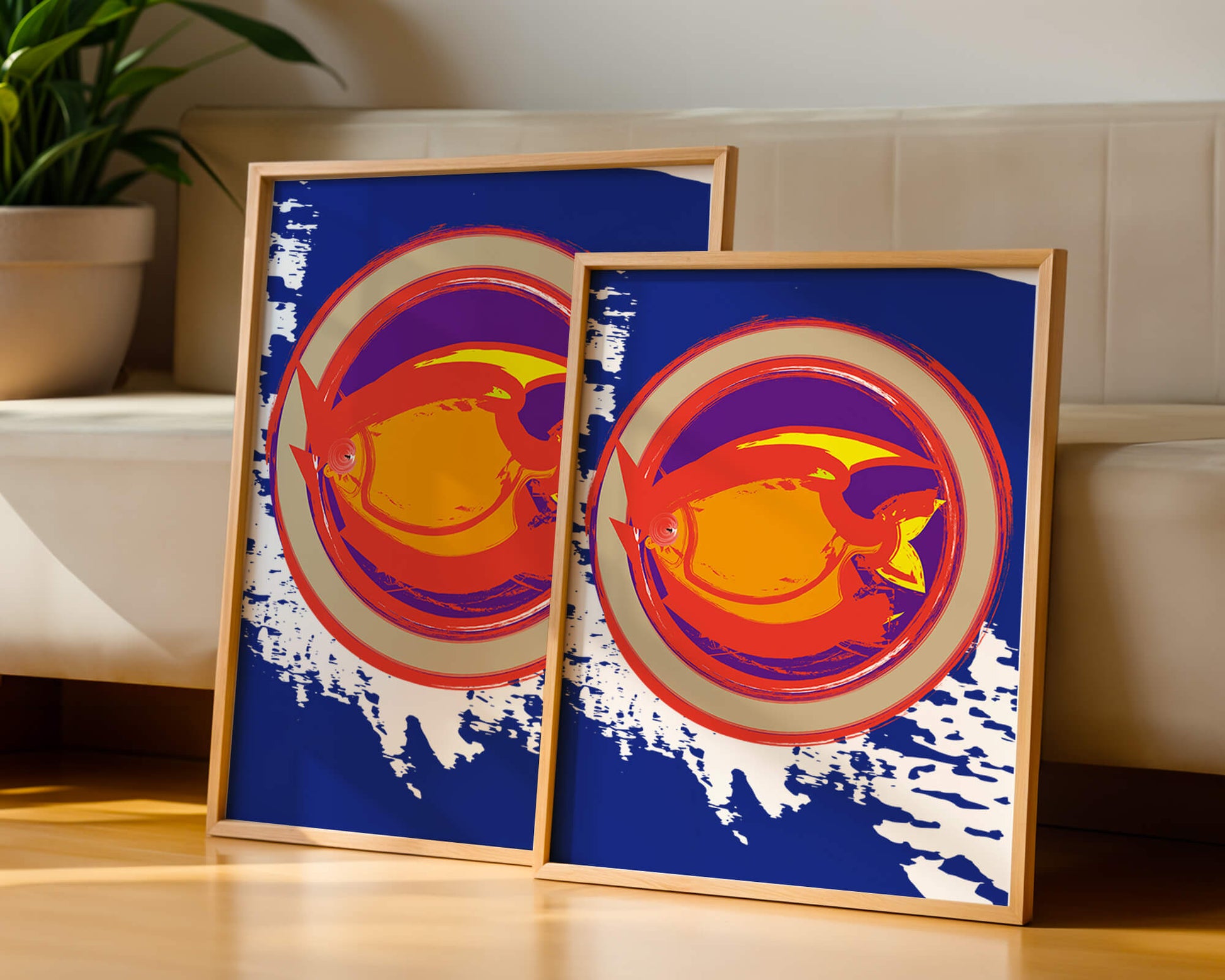 Abstraktes kreisförmiges Design mit lebendigen Farben und Pinselstrichen