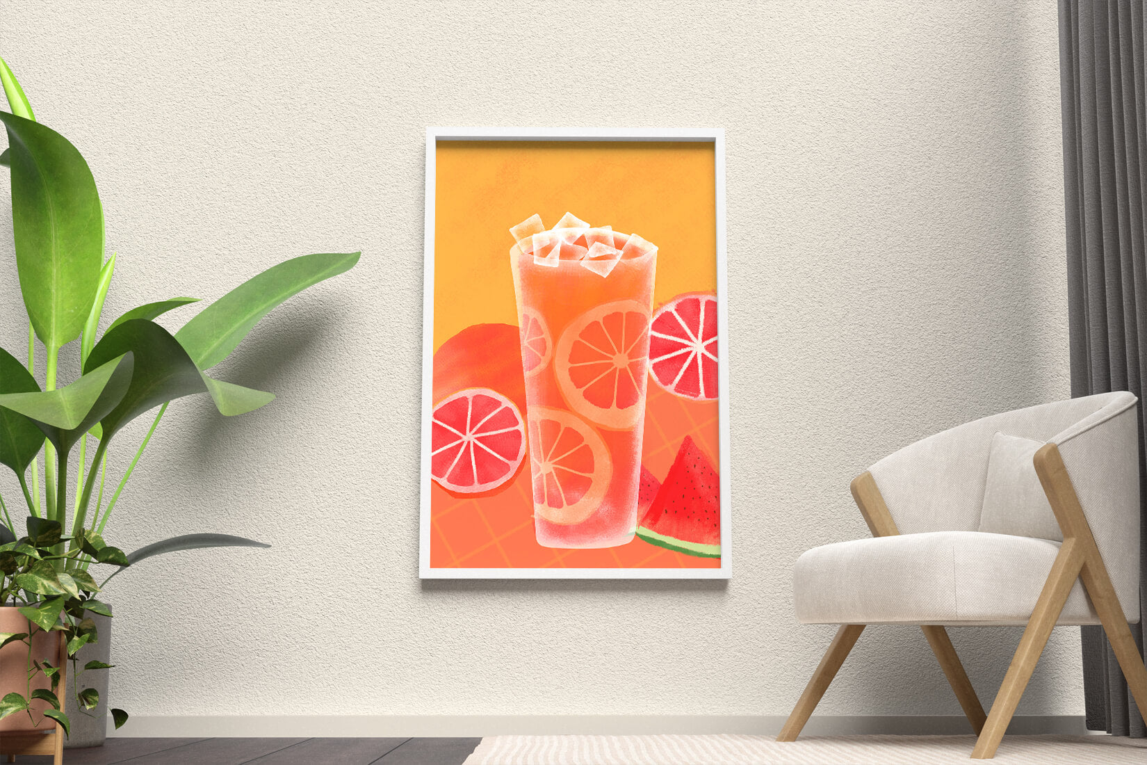 Refrescante cóctel de frutas de verano con cítricos y sandía.