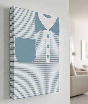 Minimalist artwork featuring striped pattern and abstract shapes