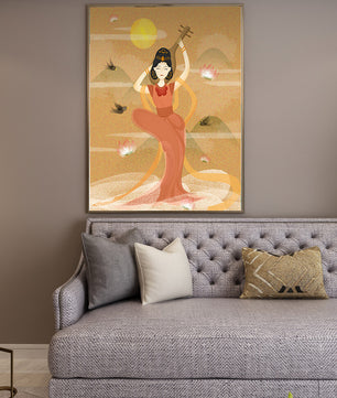 Serene Oriental Woman Playing Instrument Amidst Nature - Mi tienda