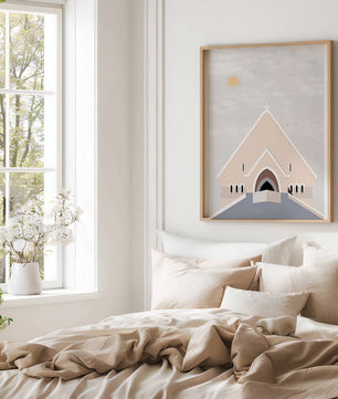Minimalist Church Architecture with Soft Sunrise - Mi tienda