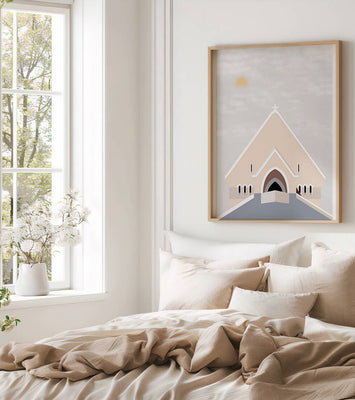 Minimalist Church Architecture with Soft Sunrise
