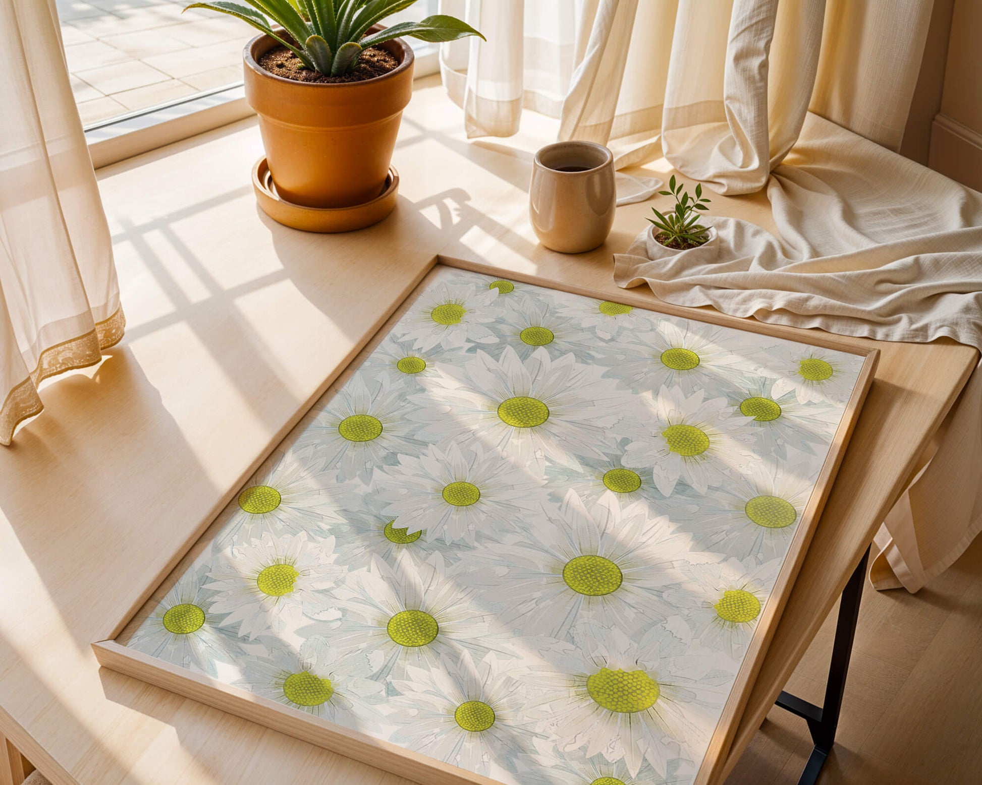 White Daisies Pattern with Yellow Centers