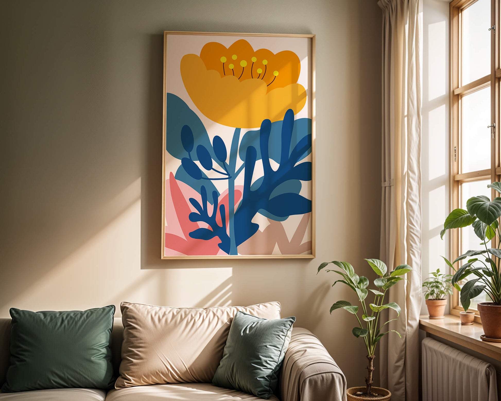 Illustration florale abstraite colorée au design botanique moderne