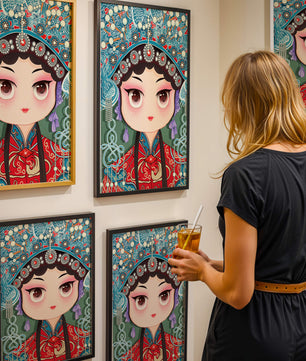 Cute Cartoon Character in Traditional Chinese Clothing with Intricate Headpiece