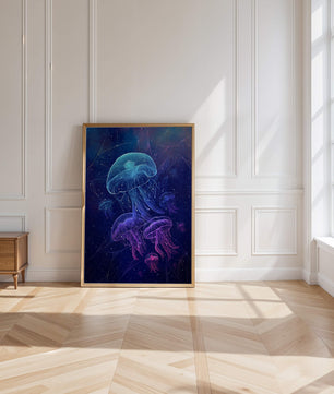 Jellyfish Illuminated in Magical Ocean Scene