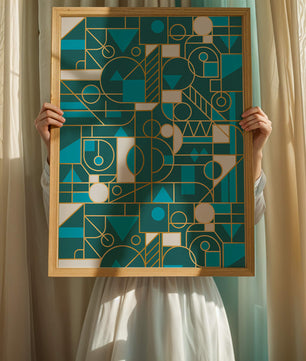 Design abstrait géométrique avec des accents dorés