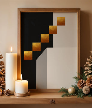 Modern abstract geometric artwork with gold accents - Mi tienda