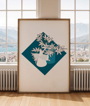 Modern Floral Design with Geometric Elements