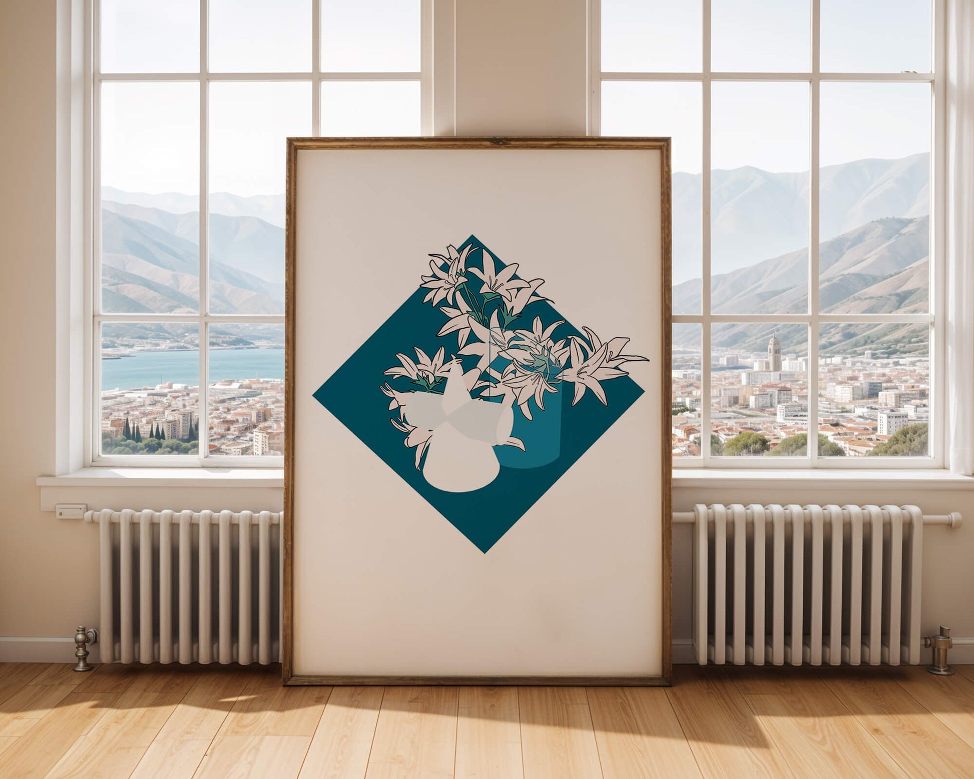 Modern Floral Design with Geometric Elements
