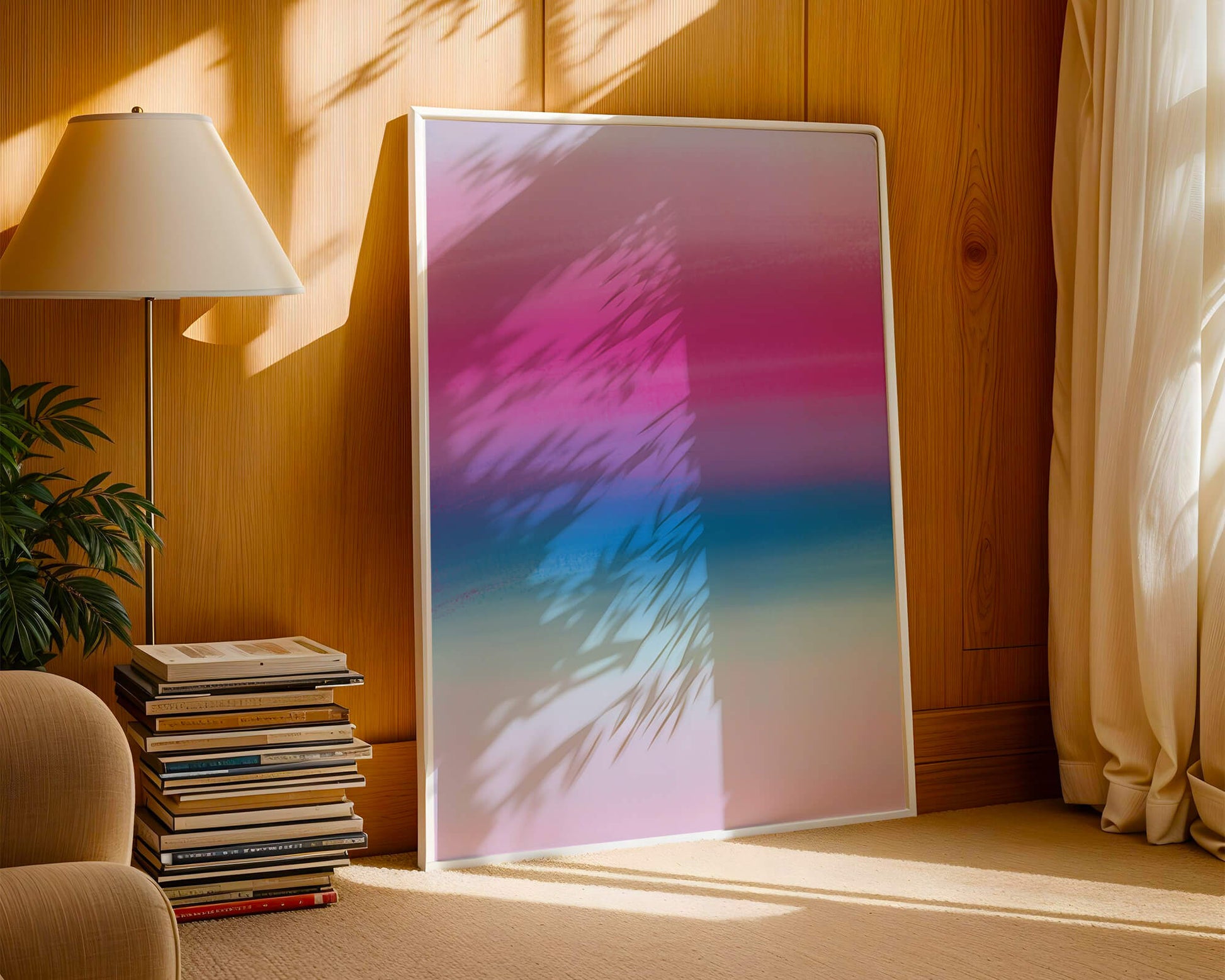 Degradado vibrante con tonos rosados y azules