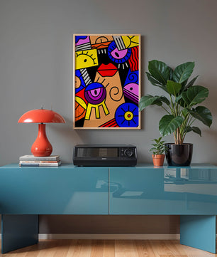 Abstract Geometric Pop Art with Bright Colors and Shapes - Mi tienda