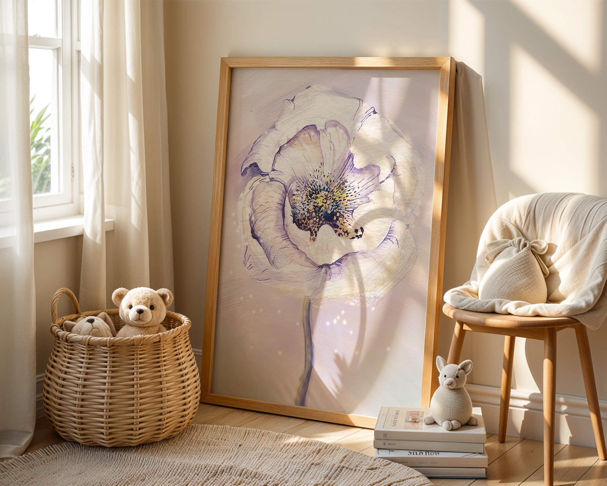 Elegant watercolor flower illustration with delicate pastel tones