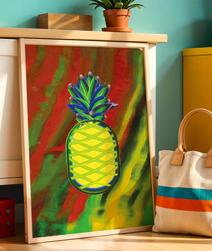Piña abstracta colorida con fondo vibrante