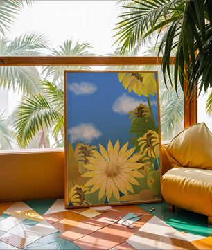 Sunny Sunflowers Against a Bright Blue Sky