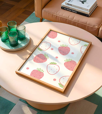 Playful strawberry pattern with pink and white design