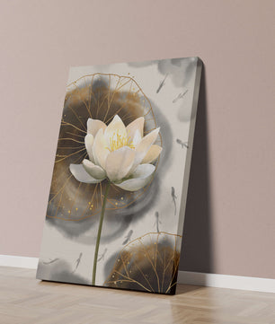 Illustration of a lotus flower with golden accents