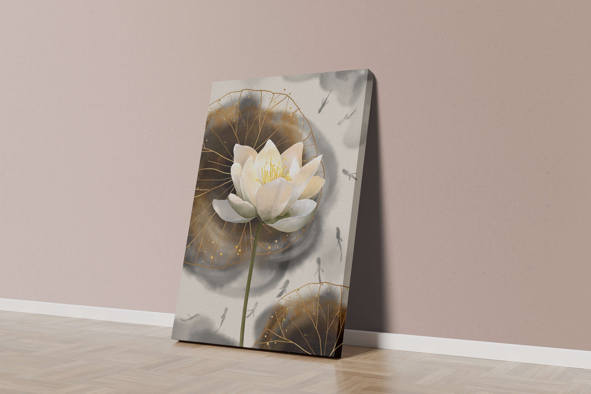 Illustration of a lotus flower with golden accents