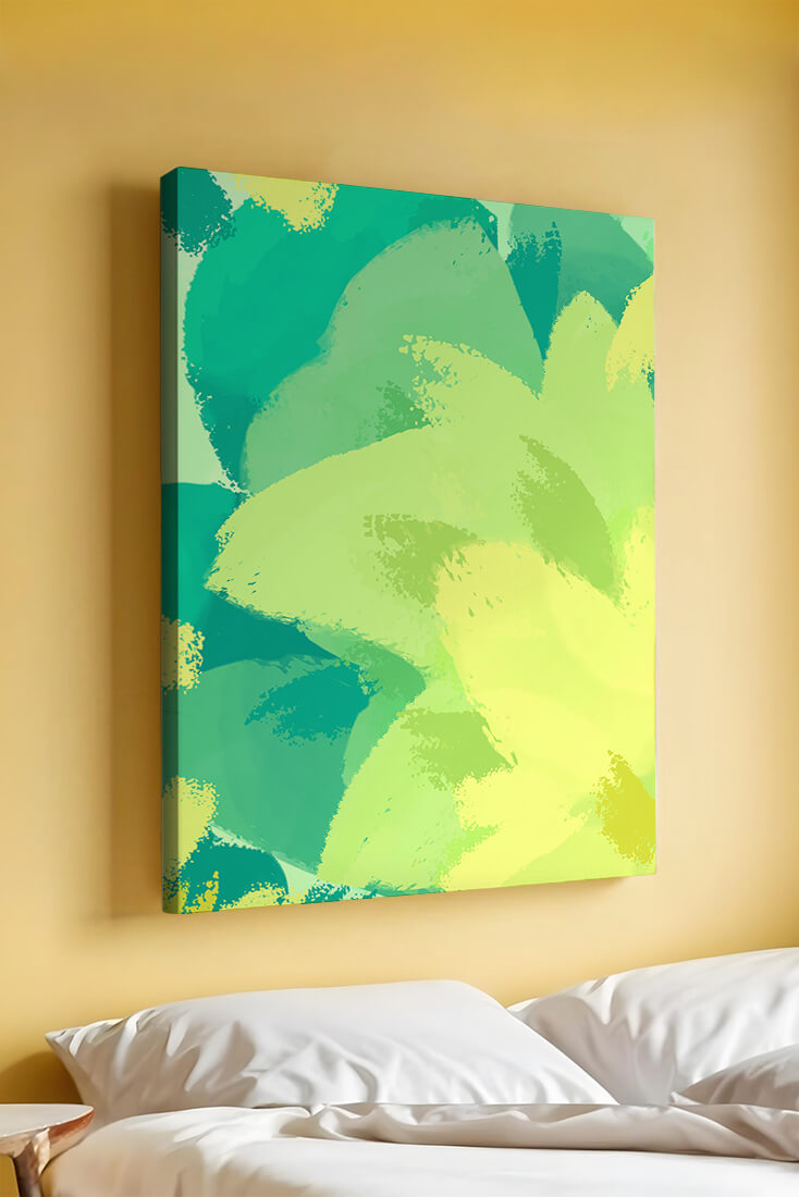 Abstract green and yellow brushstroke painting
