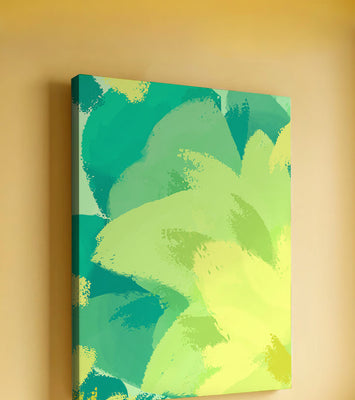 Abstract green and yellow brushstroke painting