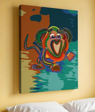 Ilustración abstracta y colorida de un mono con pinceladas audaces