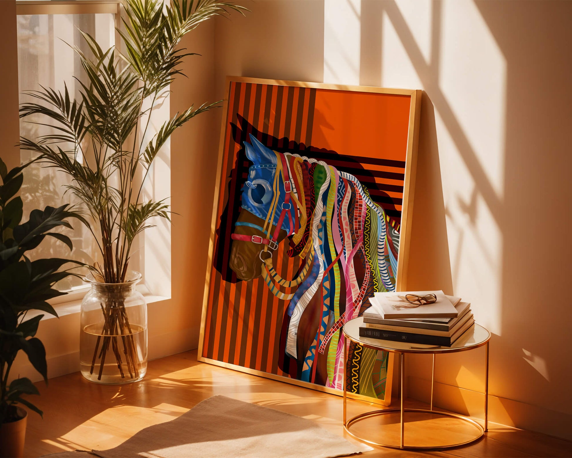 Colorful abstract horse art with intricate patterns