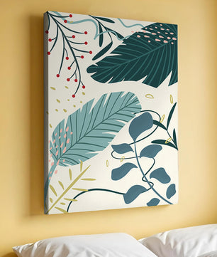 Abstract Botanical Illustration with Colorful Leaf Patterns